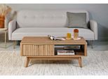 Couchtisch JAHNKE "WAVE COFFEE SK", braun (montana eiche, montana eiche, montana eiche), B:110cm H:44cm T:55cm, Tische, Couchtisch, Couchtisch, Retro-Stil, Stauraum, Fronten in raffiniertem Wellendesign