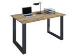 VCM Holz Schreibtisch H. 76 x B. 140 x T. 80 cm Computertisch schlicht Füße aus hochwertigem Metall Arbeitstisch Büromöbel - Lona U