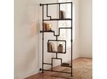 Raumteiler mit Regal MCW-P10, Wohnregal Ablageregal, Industrial Metall Melamin MVG 203x100x20cm ~ dunkelbraun