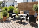 Gartenlounge-Set KONIFERA "Balkonset »Palma«", schwarz (schwarz, beige), Stahl, Sitzmöbel-Sets, Stahl/Polyrattan, Topseller