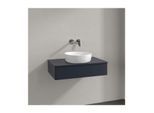 Villeroy und Boch Antao Waschtisch-Unterschrank L08010HG mit Beleuchtung, 1 Auszug, 800 x 190 x 500 mm, Front ohne Struktur, Midnight Blue Matt Lacquer / Midnight Blue Matt Lacquer