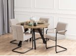 Esstisch ACTONA GROUP "Zalida Esszimmertisch, rund", beige (natur, schwarz), B:120cm H:75cm T:120cm, Tische, Esstisch, Eichenoptik, schwarze Stahlbeine, Verlängerungsplatten T: 120/210 cm