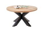 Livetastic Couchtisch, Natur, Schwarz, Holz, Mangoholz, massiv, rund, X-Form, 80x47x80 cm, Holzmöbel, Holztische, Couchtische Holz