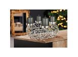 Adventskranz GILDE "Twigs", silber (silberfarben), B:56cm H:20cm T:56cm Ø:56cm, Aluminium, Dekokränze, Adventskranz, Aluminium, silber, verschiedene Größen