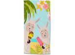 Strandtuch GOOD MORNING "Happy Lamas", bunt (multi), B:75cm L:150cm, Microfaser, Obermaterial: 100% Polyester, Handtücher, Mikrofaser, 75x150, Schnelltrocknend, Strand, Kind, mädchen, Lama