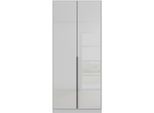 Drehtürenschrank OTTO HOME "Kleiderschrank Kleiderschränke Schrank Garderobe AGORDO mit Glasfront", grau (seidengrau, glas seidengrau), B:91cm H:210cm T:54cm, Holzwerkstoff, Schränke, Drehtürenschrank, durchdachte Innenausstattung, in 8 Breiten und 2 Höhen MADE IN GERMANY