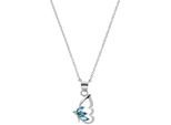 Kette mit Anhänger AMOR "Blue fan", bunt (silberfarben, blau), Halsketten, Damen, mit Zirkonia, Silber 925 (Sterlingsilber), L: 42, mit Zirkonia (synth.)