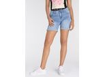 Jeansshorts ARIZONA "Ultra-Stretch", Damen, Gr. 44, N-Gr, blau (bleached), Jeans, Obermaterial: 74% Baumwolle, 24% Polyester, 2% Elasthan, Basic, extraeng kurz, Jeans Jeansshorts, extra eng geschnitten, krempelbare Beinabschlüsse, Topseller