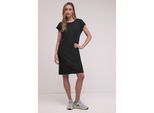 Jerseykleid STREET ONE, Damen, Gr. 44, EURO-Größen, schwarz, Jersey, 73% Viskose, 24% Polyester, 3% Elasthan, unifarben, normal normal, Rundhals, Bündchen, Kleider Jerseykleid, knielang