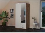 Kleiderschrank PRIESS "Amsterdam, viel Stauraum durch viele Schubkästen", weiß (astkernbuche, weiß), B:94cm H:193cm T:56cm, Holzwerkstoff, Schränke, Kleiderschrank, mit oder ohne LED-Beleuchtung