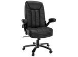 Mid.you , Schwarz , Metall , Echtleder,Kombination Echtleder/Lederlook , 85x122x82 cm , Wippmechanik mit Härtegradeinstellung, ergonomische Rückenlehne , Büromöbel, Bürostühle, Chefsessel