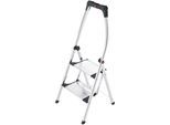 Klapptritt HAILO "Trittleiter - K100 TopLine, aus Aluminuim und Kunststoff", grau (aluminiumfarben, schwarz), B:52cm H:127cm L:13cm, Aluminium, Kunststoff, Leitern, mit Treppenförmiger Stufen-Anordnung, belastbar bis max. 150 kg