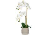 Möbelix , Weiß, Greige , Keramik , 56 cm , inkl. Topf, Real-Touch-Oberfläche ,