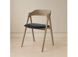 Stuhl HAMMEL FURNITURE "Mette by Hammel", eiche weiß geölt, eiche weiß geölt, schwarz, B:52cm H:75cm T:54cm, Leder, Massivholz, Stühle, Stuhl, Massivholz, gepolsterte Sitzfläche, versch. Farbvarianten
