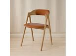 Stuhl HAMMEL FURNITURE "Mette by Hammel", eiche geölt, eiche geölt, cognac, B:52cm H:75cm T:54cm, Leder, Massivholz, Stühle, Stuhl, Massivholz, gepolsterte Sitz- & Rückenlehne, versch. Farbvarianten