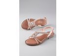 Sandale ANISTON SHOES, Damen, Gr. 37, rosa (beige), Lederimitat, glänzend, Schuhe Sandale, Sommerschuh, Riemchensandale mit Glitzerdetails - NEUE KOLLEKTION