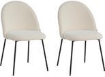 Polsterstuhl SIT "Set 2 St. – Gepolsterte Esszimmerstühle mit abgerundeter Rückenlehne", beige (beige, schwarz, schwarz, beige), B:49,5cm H:84cm T:47,5cm, Metall, Polyester, Stühle, Polsterstuhl, mit abgerundeter Rückenlehne und Bouclestoff