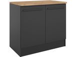 Spülenschrank BASIC BY BALCULINA "Jazz B/T/H 100x60x90 cm", schwarz matt, B:100cm H:90cm T:60cm, Holzwerkstoff, Schränke, Spülenschrank, Breite 100cm, Melaminbeschichtung