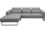 Ecksofa MUSTERRING "JustB PM100", grau, B:292cm H:88cm T:185cm, 100% Polyester, Sofas, Ecksofa, Modernes Design mit schwarzen Metallkufen und 292 cm Breite - 6 Farben