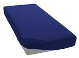 Spannbettlaken BELLANA "bellana Melone, 100% Baumwolle, Jersey, bügelfrei", blau (marine), L:200cm, Mako-Jersey, Obermaterial: 100% Baumwolle, Bettlaken, Spannbettlaken, reine Baumwolle, Spannbetttuch für Matratzen bis 25cm Höhe