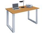 Schreibtisch VCM "Schreibtisch Bürotisch Computertisch 140x50 Lona U", braun (weiß, buche), B:140cm T:50cm, Tische, Schreibtisch