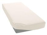 Spannbettlaken BELLANA "bellana Melone, 100% Baumwolle, Jersey, bügelfrei", beige (creme), L:200cm, Mako-Jersey, Obermaterial: 100% Baumwolle, Bettlaken, Spannbettlaken, reine Baumwolle, Spannbetttuch für Matratzen bis 25cm Höhe