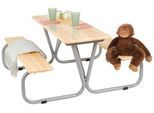 Garten-Kindersitzgruppe PINOLINO, beige (natur, grau), Sitzmöbel-Sets, Kinder, B/H/T: 110cm x 53cm x 110cm, Garten-Kindersitzgruppe, Tisch mit 2 Sitzbänken, B:110cm H:53cm T:110cm
