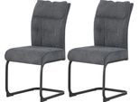 Esszimmerstuhl HOME AFFAIRE "BARRIE, 2er Set, mit Metallgestell in matt schwarz", grau (schwarz matt, pulverbeschichtet, anthrazit), B:47cm H:94cm T:61cm, Metall, Polyester, Stühle, Esszimmerstuhl, in verschiedenen Farben, Belsatbarkeit pro Stuhl 120 kg, mit Armlehne