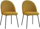 Polsterstuhl SIT "Set 2 St. – Gepolsterte Esszimmerstühle mit abgerundeter Rückenlehne", gelb (senfgold, schwarz, schwarz, senfgold), B:49,5cm H:84cm T:47,5cm, Metall, Polyester, Stühle, Polsterstuhl, mit abgerundeter Rückenlehne und Bouclestoff