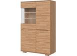 Vitrine OTTO HOME "VETRO: Fronten aus Massivholz, Korpus aus Melamin,Griffmulden", braun, B:90cm H:145,5cm T:40cm, FSC-zertifizierter Holzwerkstoff, Massivholz, Schränke, Vitrine, Eiche B/T/H:90/40/145,5cm,6Variable einlegeboden,10 Fächer,Glastür