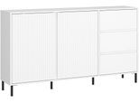 Sideboard HOME AFFAIRE "viel Stauraum, Soft Close, 2 Türen und 3 Schubkasten", weiß, Sideboards, Kinder, B/H/T: 157,8cm x 91,6cm x 40cm, Holzwerkstoff, MDF, Melamin, Sideboard, mit Metallfüßen, Breite 158 cm, grifflos, Fronten geriffelt, B:157,8cm H:91,6cm T:40cm