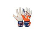 Torwarthandschuhe REUSCH "Attrakt Gold X NC", Damen, Gr. 10.5, orange (orange, blau), 55% Elastodien, 23% Polyester, 4% Polyamid, 4% Lederimitat, mehrfarbig, Handschuhe, mit Negative Cut