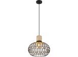 GLOBO LIGHTING Hängeleuchte "DORTHY", schwarz (schwarz matt), 1, Ø 38cm H: 150cm, 1 Stk., Leuchten, Schwarze Hängeleuchte mit Travertine Stein und Kristallen, Hängeleuchte