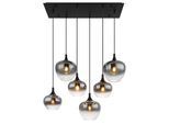 GLOBO LIGHTING Hängeleuchte "MAXY", schwarz matt, 6, H: 120cm, 1 Stk., Leuchten, Hängeleuchte Schwarz, Rauchglas, 3 Gläser, höhenkürzbar, E27, Hängeleuchte