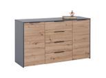 Luca Bessoni , Anthrazit, Eiche Artisan , Holzwerkstoff , 2 Fächer , 4 Schublade(n) Schubladen , 161x93.4x50 cm ,