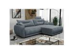 Mid.you , Blau , Textil , Füllung: Schaumstoff,Schaumstoff , Ottomane rechts, L-Form , 264x195 cm , Made in EU , Liegefunktion ,