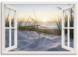Wandbild ARTLAND "Ostseestrand durchs Fenster", beige (farbe bild(er): naturfarben), B:130cm H:90cm, Bilder, als Alubild, Leinwandbild, Poster, Wandaufkleber in verschied. Größen