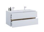 Waschtisch VCM "2 tlg. Badmöbel-Set mit Waschbecken Cosila-I 112cm", braun (weiß, honig, eiche), B:112cm T:47cm, Waschtische, Waschtisch