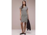 Jerseykleid STREET ONE, Damen, Gr. 40, EURO-Größen, espresso braun, Jersey, 73% Viskose, 24% Polyester, 3% Elasthan, gestreift, normal knielang, Rundhals, Bündchen, Kleider Jerseykleid, im Streifendesign