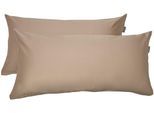 Kissenhülle SCHIESSER "Ella Premium Kissenhüllenset aus feinstem Baumwollsatin, 40x80 cm", braun (cappuccino), B:40cm L:80cm, Satin, Baumwollsatin, Kissenbezüge, Kissenhülle, Made in Green