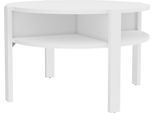 Beistelltisch FORTE "Tobago, runder Couchtisch mit 4 Ablagefächern, B/H/T 74,4/45,5/74,4 cm", weiß, B:74,4cm H:45,5cm T:74,4cm, Tische, Beistelltisch, Durchmesser ca. 74,5 cm