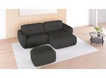 Polsterhocker BETYPE "Be Fluffy", grau (anthracit), B:92cm H:46cm T:74cm, 100% Polyester, Hocker, Polsterhocker, softer Sitzkomfort, moderner Kedernaht, hochwertiger Bezugsstoff