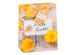 TSI Geschenktasche Alles Gute, mittelgroß, 180 x 100 x 230 mm, reißfest, 3er-Set Motiv: Blume