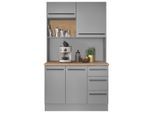 P & B Buffet, Grau, Eiche, Kunststoff, 2 Fächer, 3 Schublade(n) Schubladen, 120x211x60 cm, Beimöbel erhältlich, Küchen, Küchenmöbel, Buffetschränke
