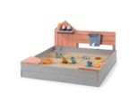 Muddy Buddy Sandkasten Cozy House, Altrosa, Hellgrau, Holz, 100x60x100 cm, Fsc, EN 71, Europäischer Sicherheitsstandard, Sitzfläche, mit Holzschutz vorbehandelt, Outdoor Spielzeug, Sandkästen