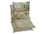 Sesselauflagenset, Grün, Dunkelgrün, Hellgrün, Textil, 2-teilig, Floral, Füllung: Schaumstoff, Vlies, 50x7x100 cm, Oeko-Tex® Standard 100, pflegeleicht, hochwertige Qualität, langlebig, für den Außenbereich geeignet, mittels Bändern zu befestigen, Gurtband befestigen, Outdoor-Kissen, Gartenstuhlauflagen, Niedriglehner-Auflagen