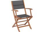Ambia Garden Gartenklappsessel, Grau, Natur, Holz, Textil, Akazie, massiv, X-Form, 56x90x58 cm, klappbar, Gartenmöbel, Gartenstühle, Gartenklappstühle