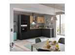 P & B , Schwarz, Eiche Artisan , Holzwerkstoff , 3 Schublade(n) Schubladen , seitenverkehrt montierbar, L-Form, nur wie online abgebildet bestellbar , A , 300x165 cm , höhenverstellbare Füße ,