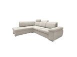 P & B , Creme , Textil , Uni , Ottomane links , 283x228 cm , seitenverkehrt erhältlich, Schlafen auf Sitzhöhe, Rücken echt , Wohnzimmer, Sofas & Couches, Schlafsofas, Ecksofas mit Schlaffunktion