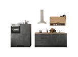 P & B , Anthrazit, Grau, Eiche Artisan , Holzwerkstoff , 3 Schublade(n),1 Schublade(n) Schubladen , nur wie online abgebildet bestellbar , A , 203-123 cm , Küche, Küchenblöcke, Küchen zweizeilig